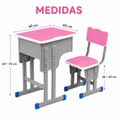 Mesa Escolar Infantil Regulável com Cadeira 3 Alturas Rosa