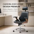 Cadeira Escritorio Diretor Luxo Madeira Nogueira