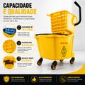 Carrinho Balde Espremedor Profissional 20l Com Rodas 360°