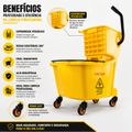 Carrinho Balde Espremedor Profissional 20l Com Rodas 360°