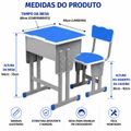 Mesa Infantil Escolar com Cadeira Altura Regulável Azul