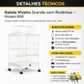 Viveiro Grande Para Aves Calopsita  Ring Neck Luxo Branco  