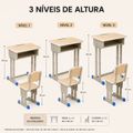 Mesa Escolar Infantil Regulável com Cadeira 3 Alturas Bege
