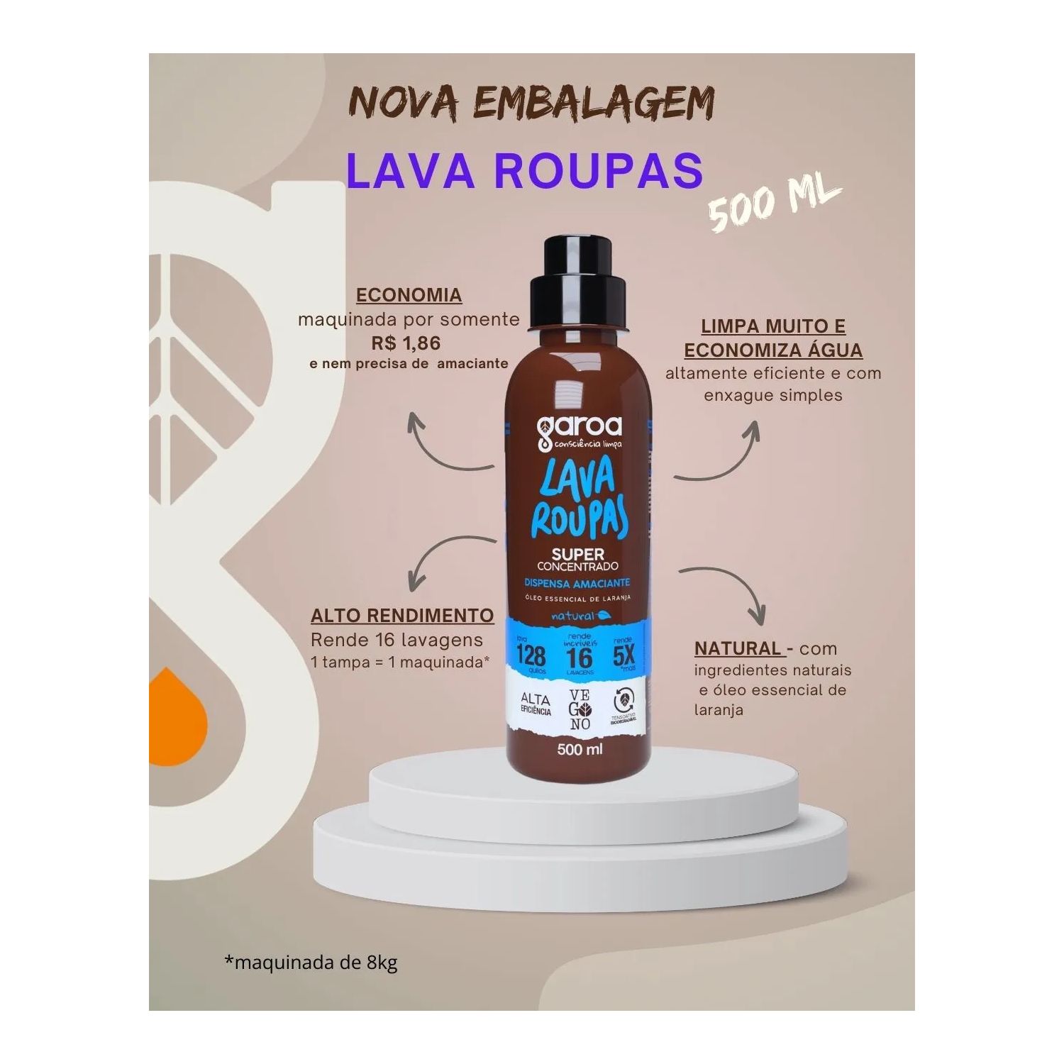 Lava Roupas Concentrado Natural Laranja 500 ml - Garoa | apoena