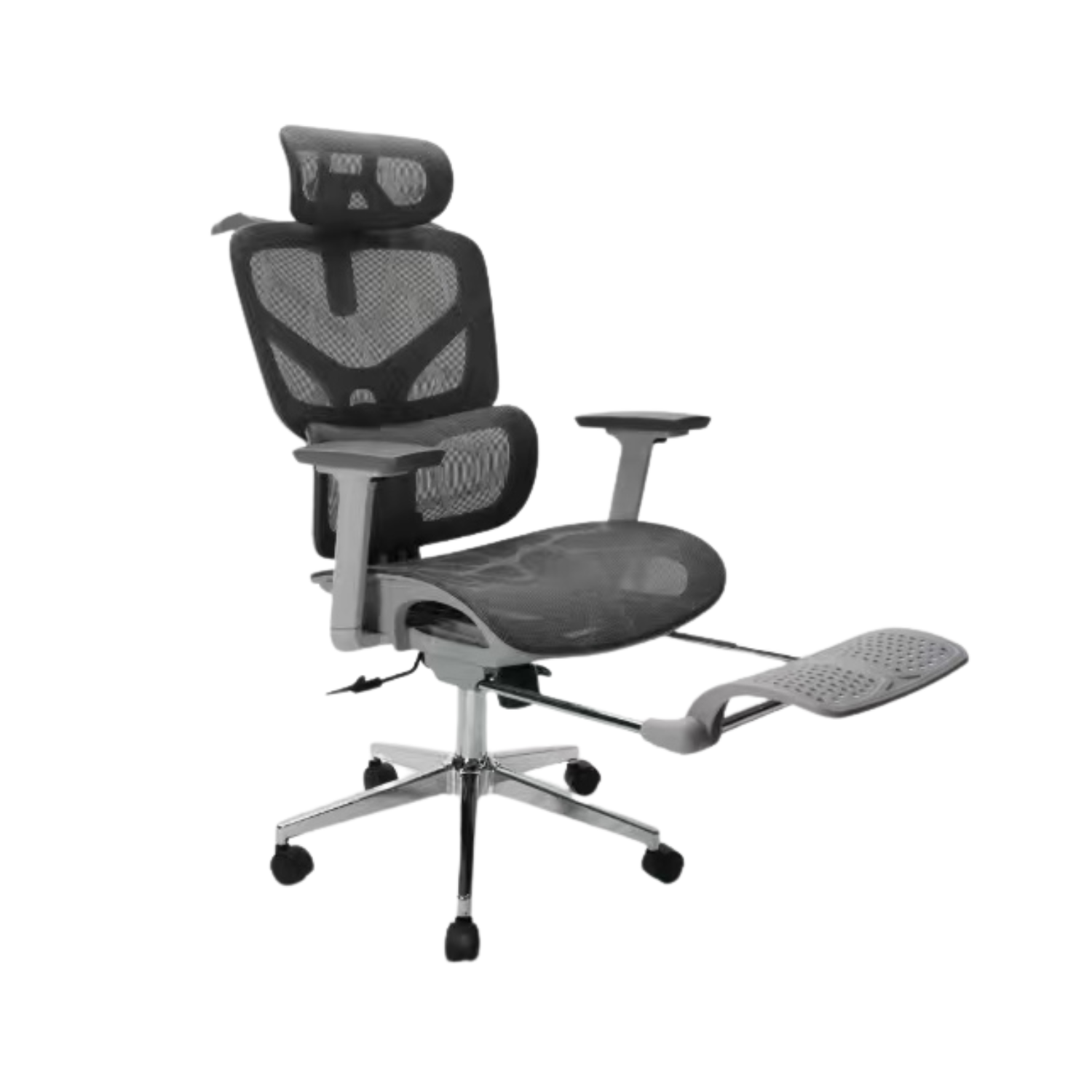 Cadeira Para Escritorio Ergonômica Premium Ajuste Lombar Cinza Mesh