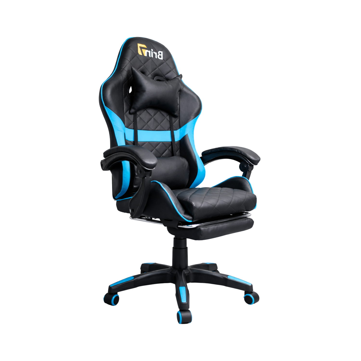 Cadeira Gamer Brin7 Couro Sintético Preto Azul