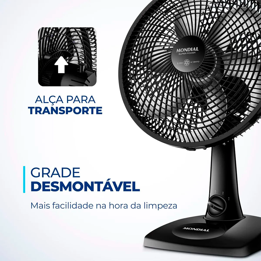 Ventilador 30CM VSP-30 Super Power Preto/Cinza Mondial 