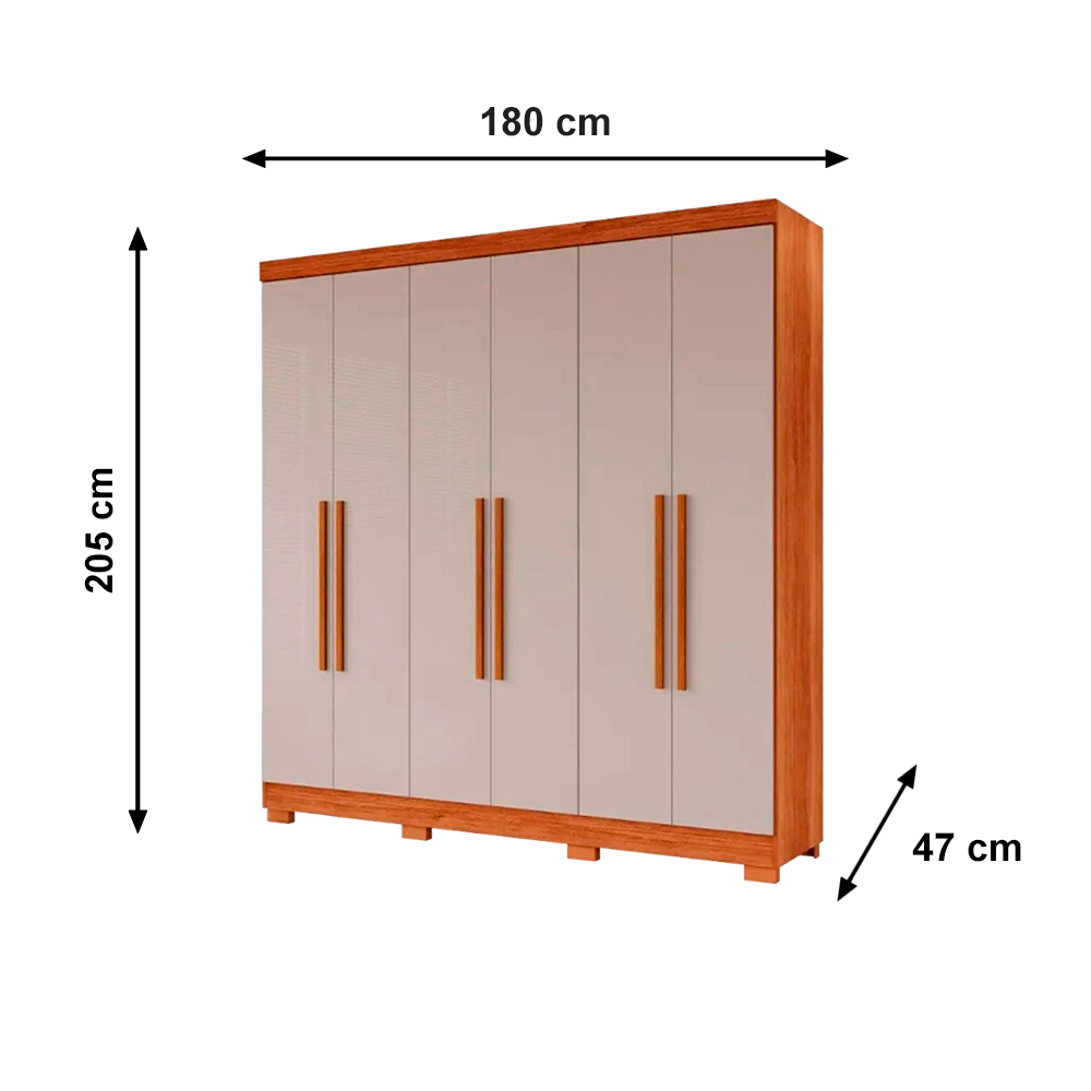 Roupeiro Recife 6P C/08 Pés S/Esp Cinamomo/Off Salleto