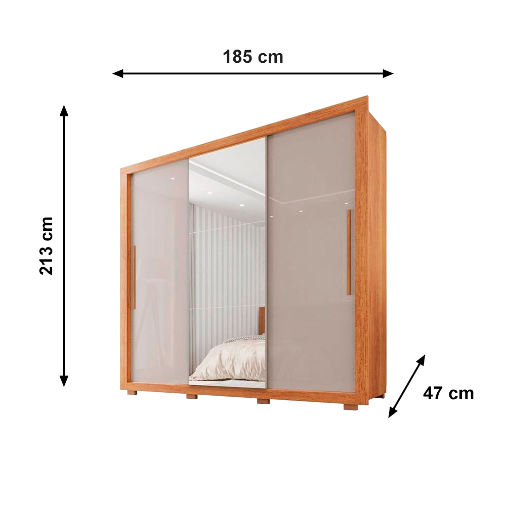 Roupeiro 3P Panama C/8 Pés C/Esp Cinamomo/Off Salleto