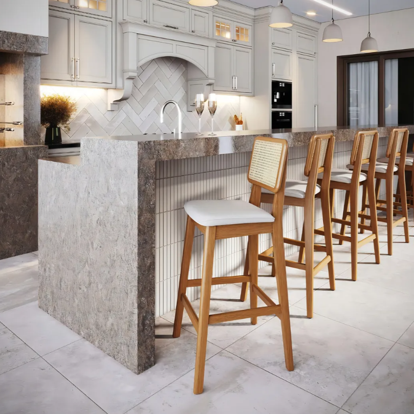 BANQUETA CLASSIC TELA BOUCLE AREIA/NATURE IMCAL