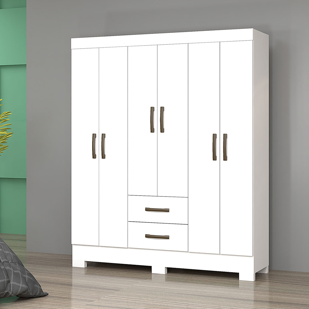 Roupeiro 6 Portas Olimpio com Pé Branco Josan