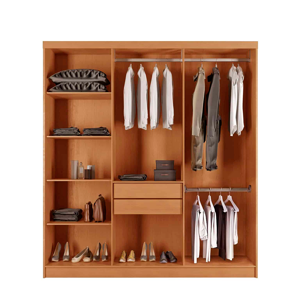 Roupeiro Hawaii 6 Portas com Pés Naturale/Grafite Rufato