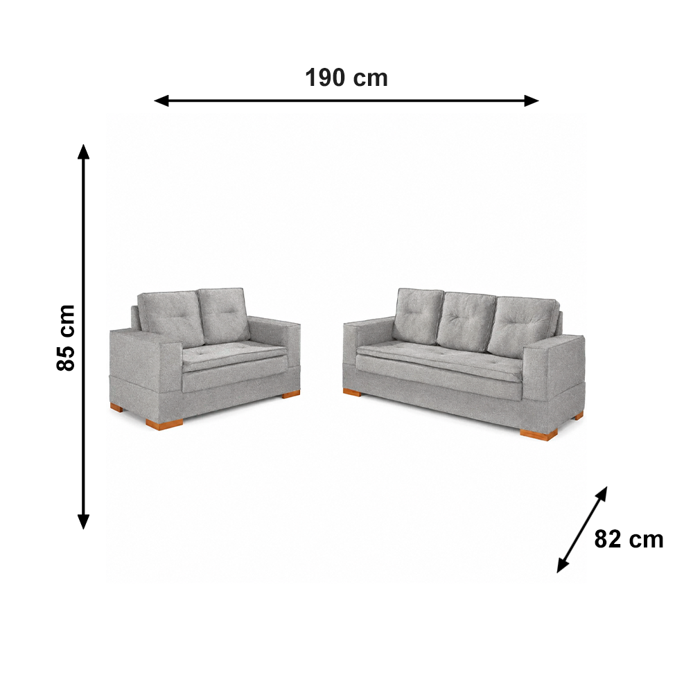 Conjunto de Sofa 2x3L Valencia Veludo Castor T04 JW Estofados