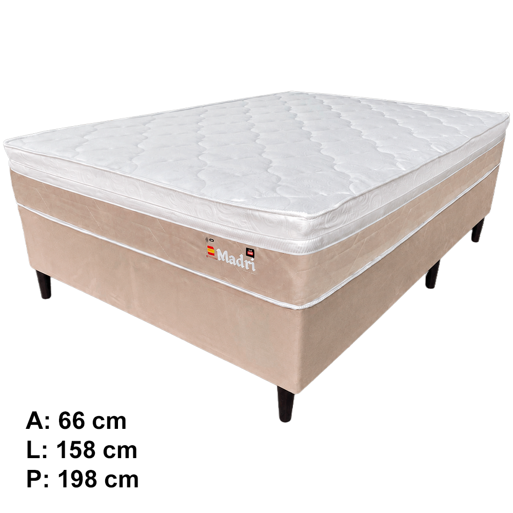 Conjunto Box Madri Molas Ensacadas Casal 158x66 Titanio
