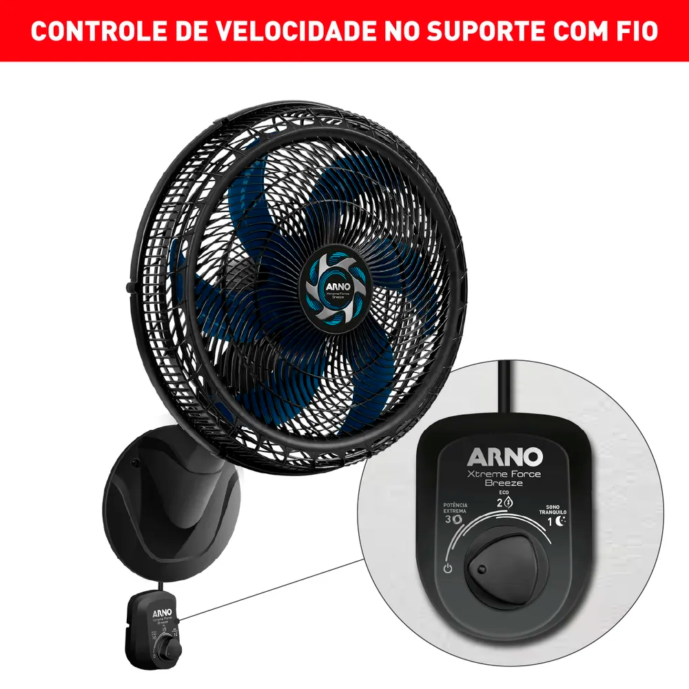 Ventilador 50CM Xtreme VB51 Parede Preto 220V Arno