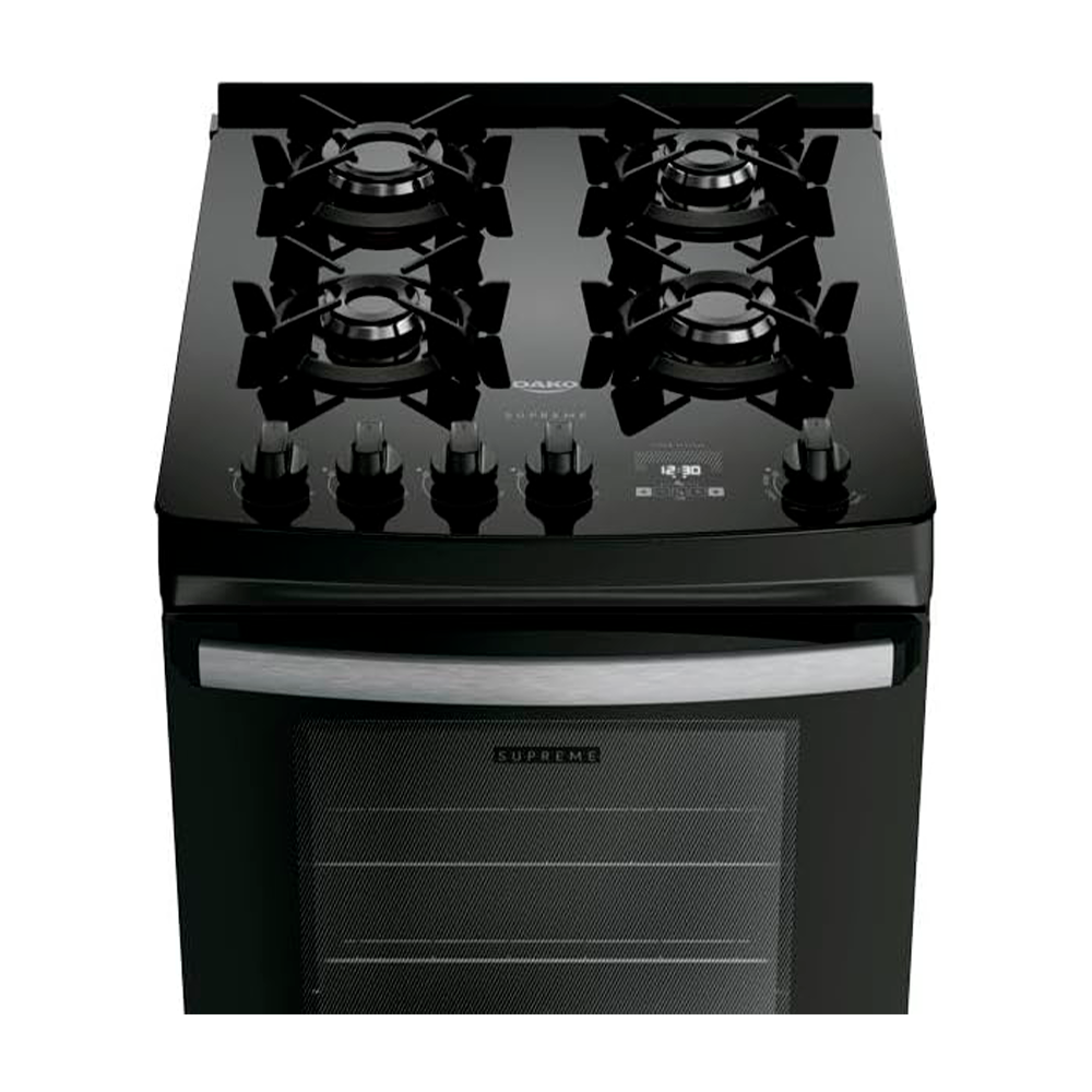 Fogão 4B Supreme Glass Preto Dako/Atlas