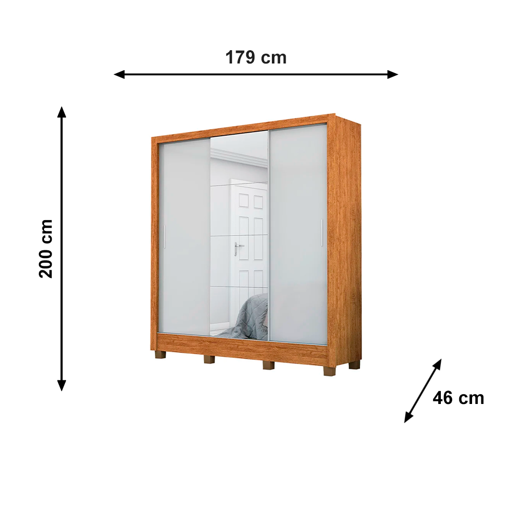 Roupeiro 3 Portas Santiago Plus Gold Cinamomo/Off White Carioca