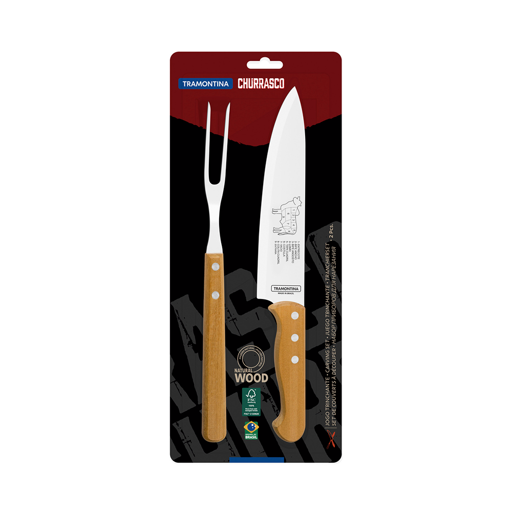 Jogo Trinchante 2 Peças Cabo de Madeira 22399074 Tramontina