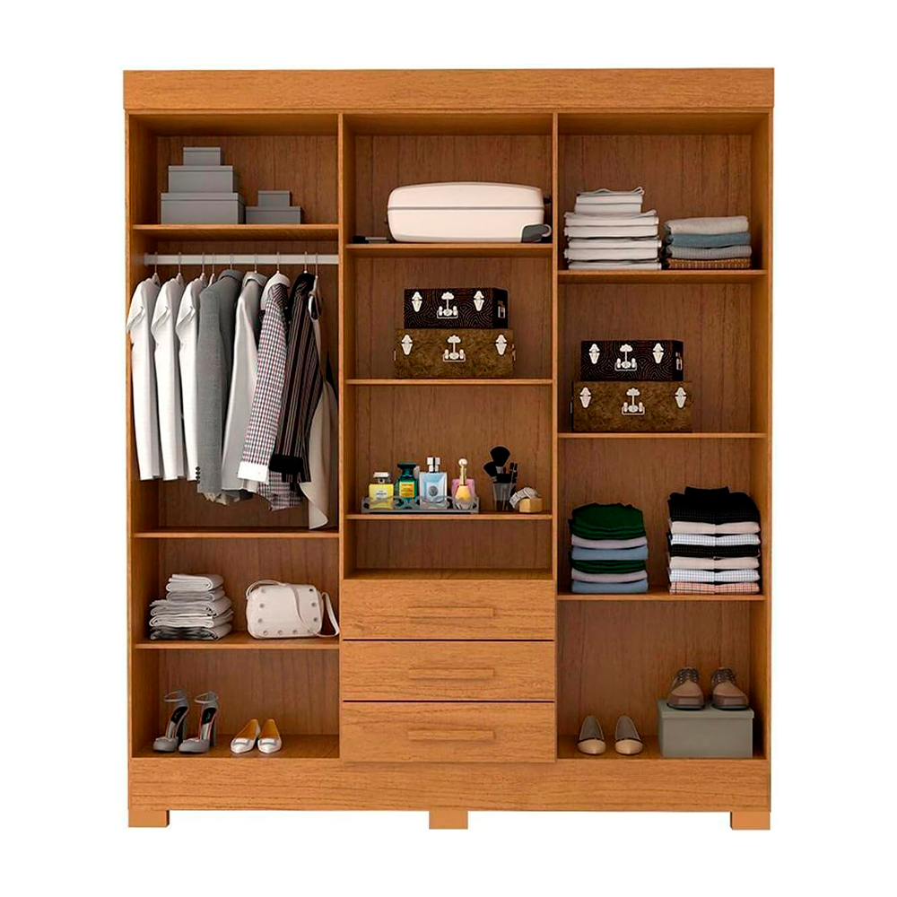 Roupeiro Debora 6 Portas Capelinha com Espelho Cinamomo ACP Moveis