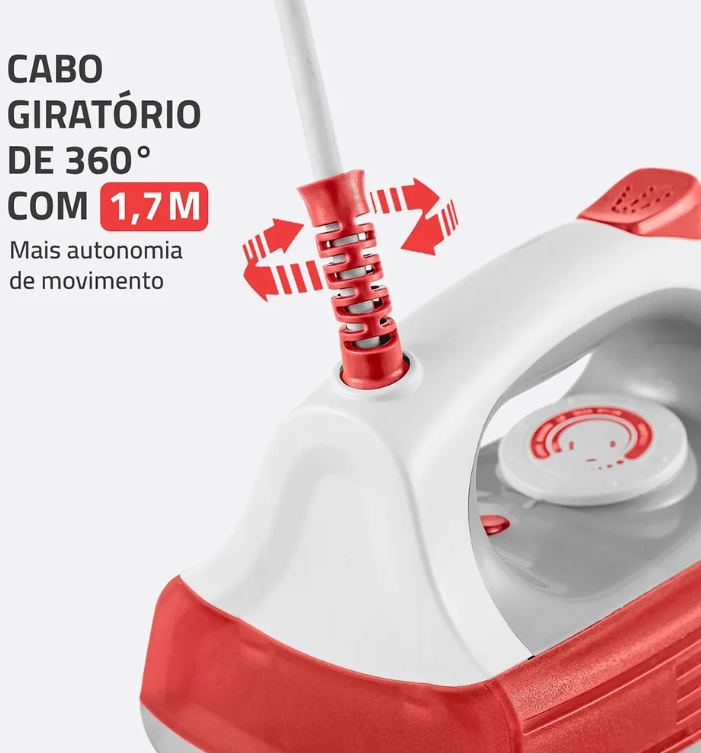 Ferro A Vapor FVN-0-O Vermelho Mondial