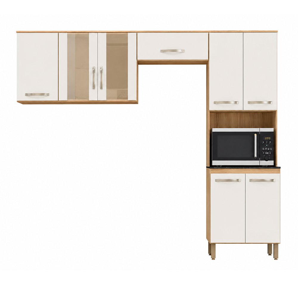 Cozinha Fit Freijo/Off White Cristal Portas de Vidro Nicioli