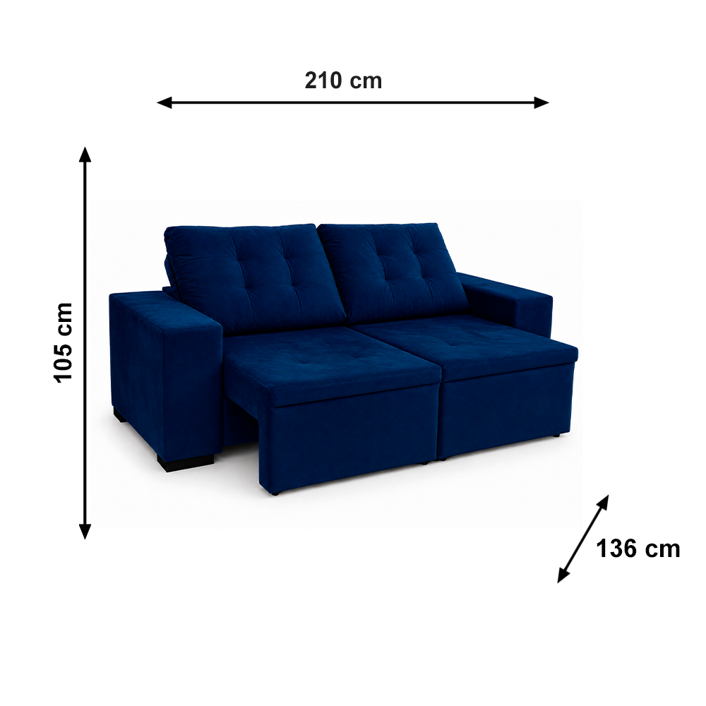 Sofa Viero Veludo Light Marinho J.A Estofados
