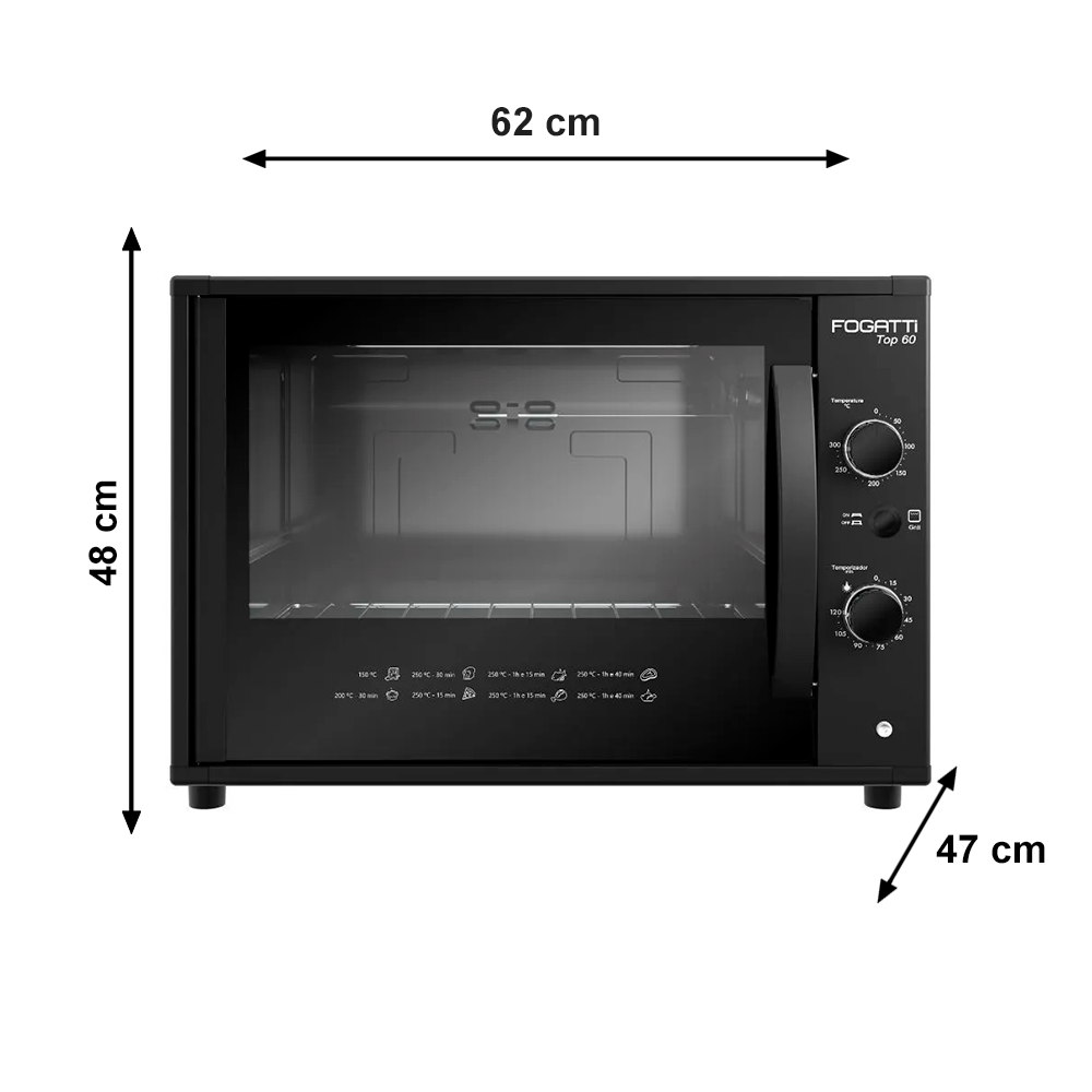 Forno Eletrico 60L TOP60 220v Preto Fogatti
