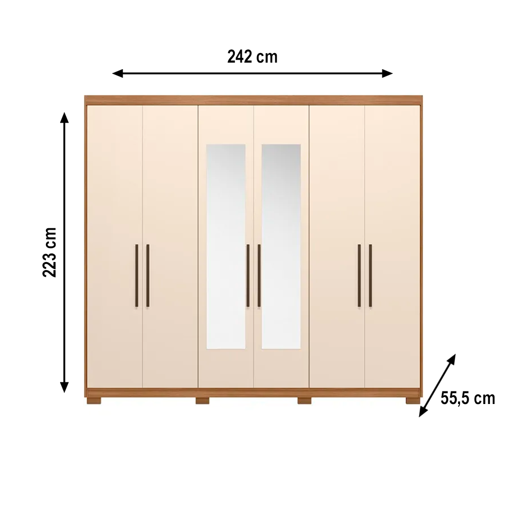 Roupeiro 6 Prateleiras 4 Gavetas 3 Prateleiras Venice C/Pés e C/Esp Amendola/Off White Demobile 