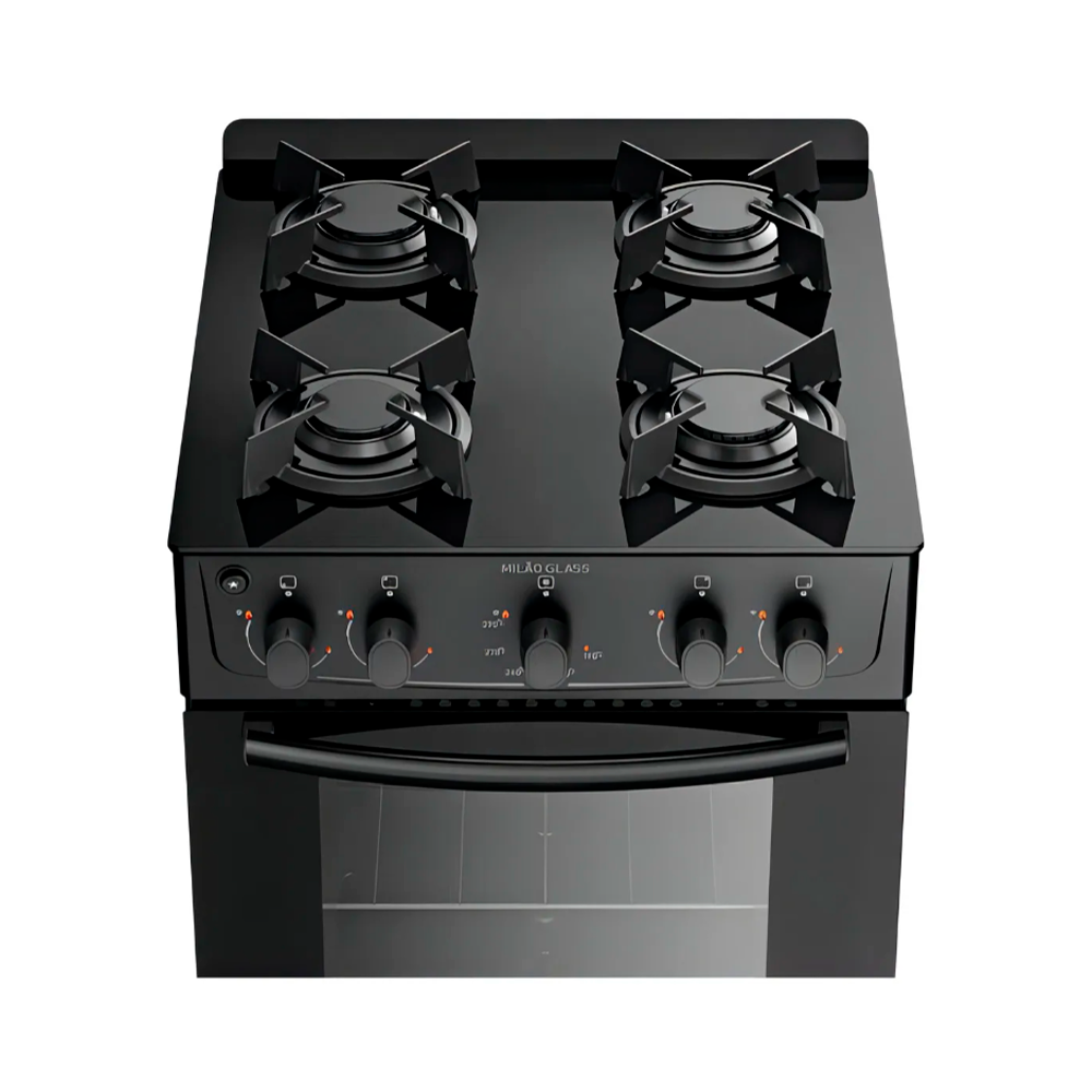 Fogão 4B Milão Glass Preto Atlas