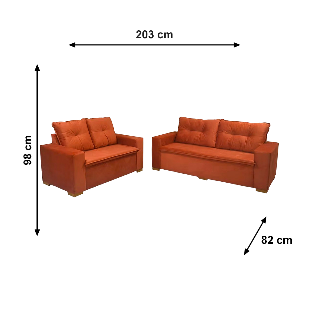 Conjunto Sofa Icaro Veludo Light Grafite J.A ESTOFADOS