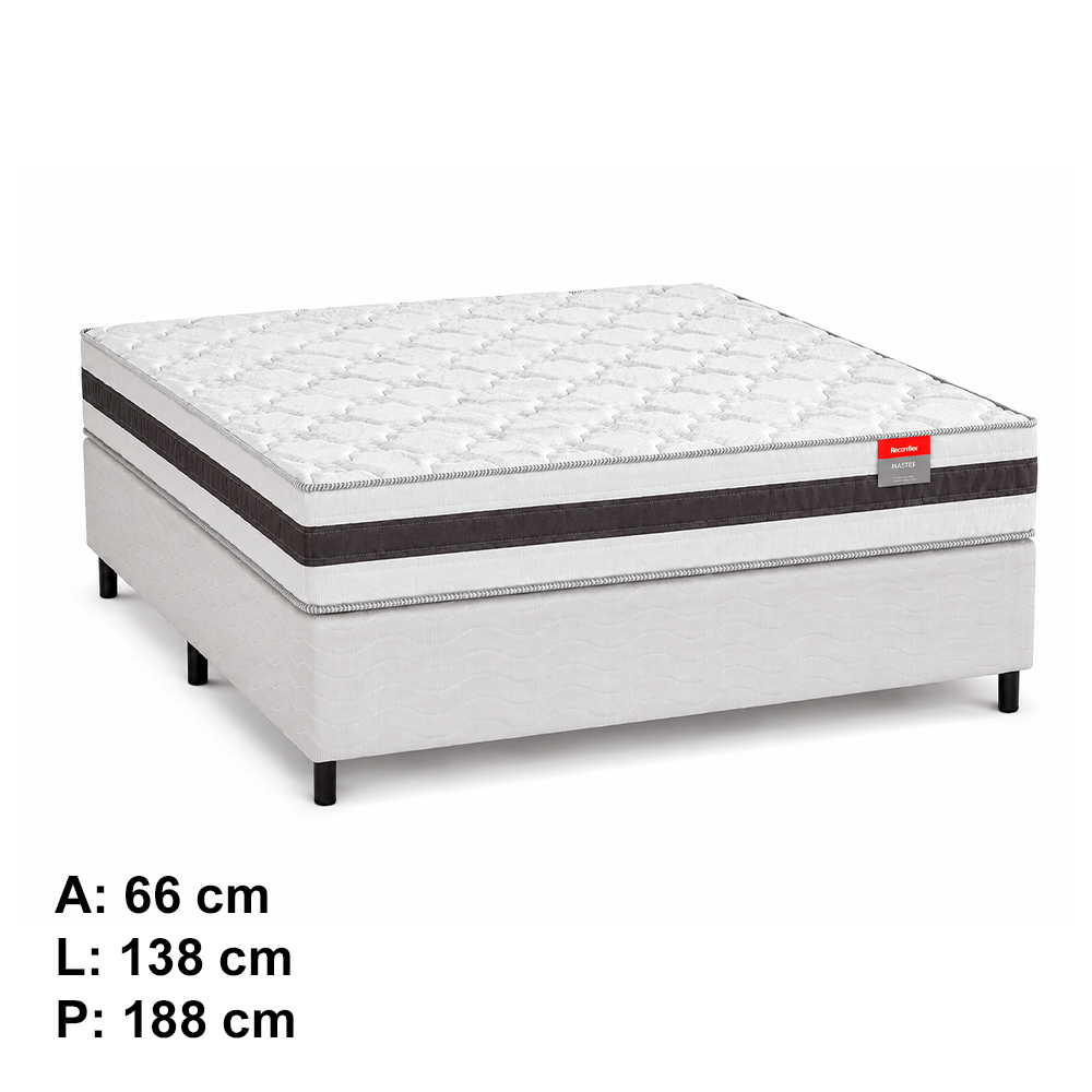 Conjunto Box Casal Master Molas Ensacadas 138x24 + Base Prisma 138x42 Reconflex