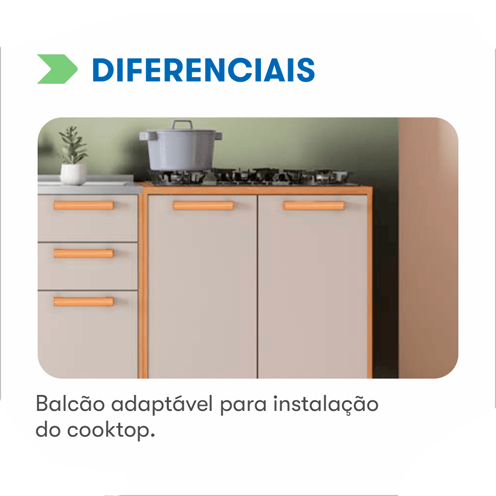 Kit Cozinha Napoles 6 Peças CInamomo/Off  White Itatiaia