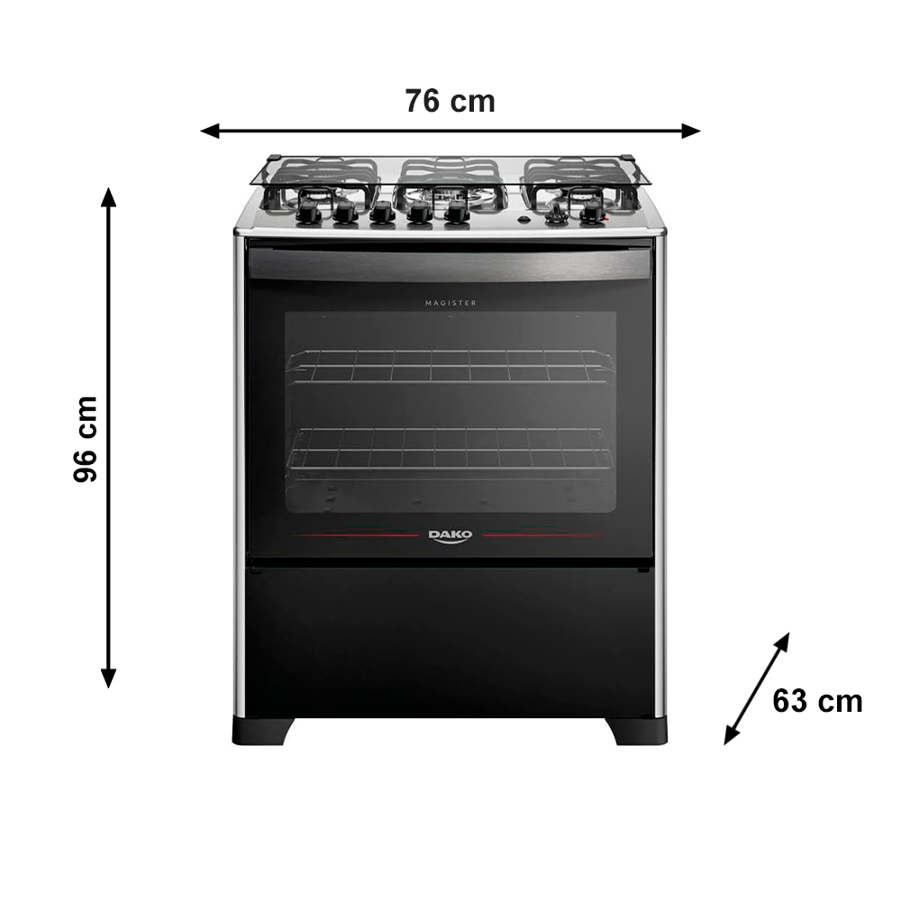 Fogão 5B Magister Preto/Inox Dako/Atlas