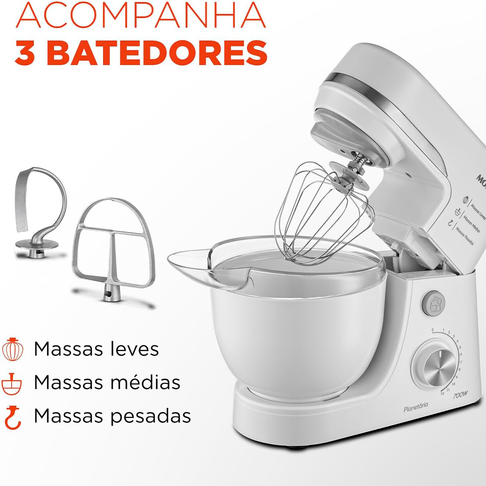 Batedeira 12V Planetária BP-03 700W Branco Mondial