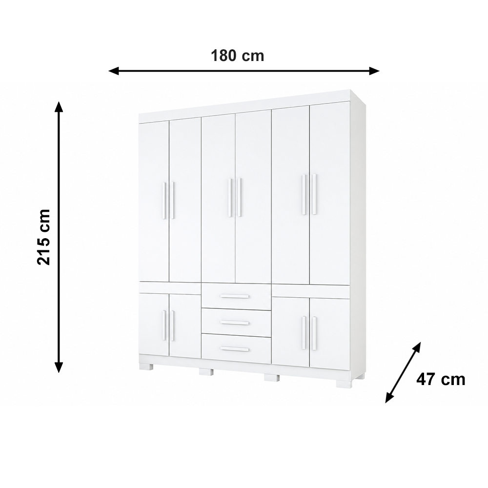 Roupeiro Safira 10 Portas com Pés Branco Josan