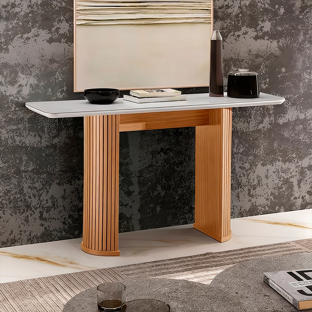 Aparador Dara 1,35x0,35 VD 4mm CHF C/Vidro Off White 4mm Castanho Cinamomo Laka Off White LJ Moveis