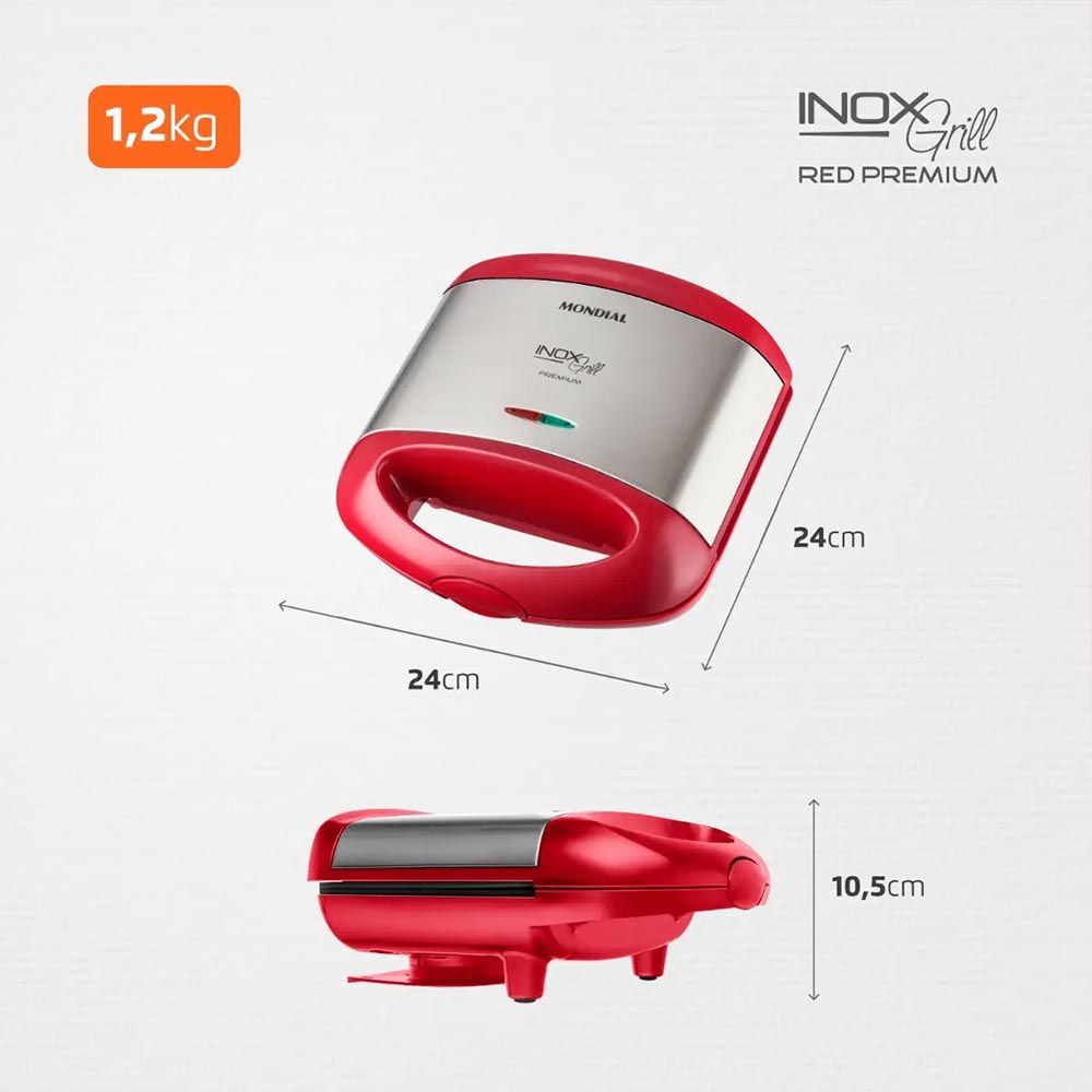 Sanduicheira S-19 800W Vermelho/Inox Mondial