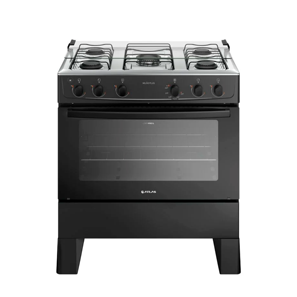Fogão 5B Milão Plus Preto Atlas