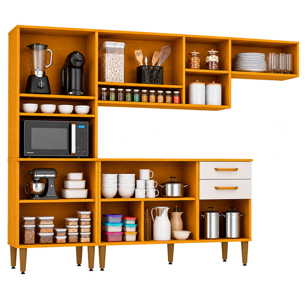 Cozinha Avila 4 Peças Cinamomo Off White Acetinado Chf Moveis