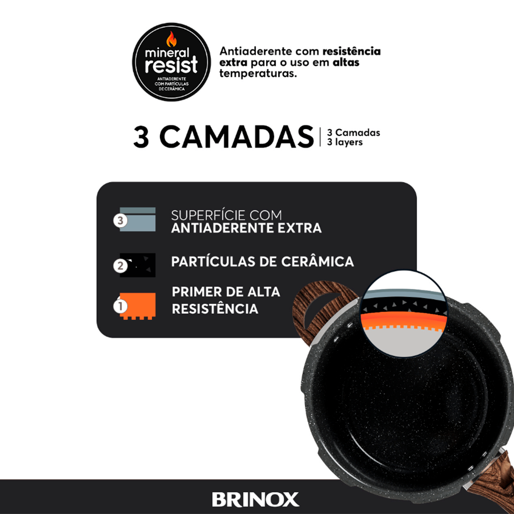 Panela de Pressão 4,2L Life Pressure Antiaderente Granito Brinox 
