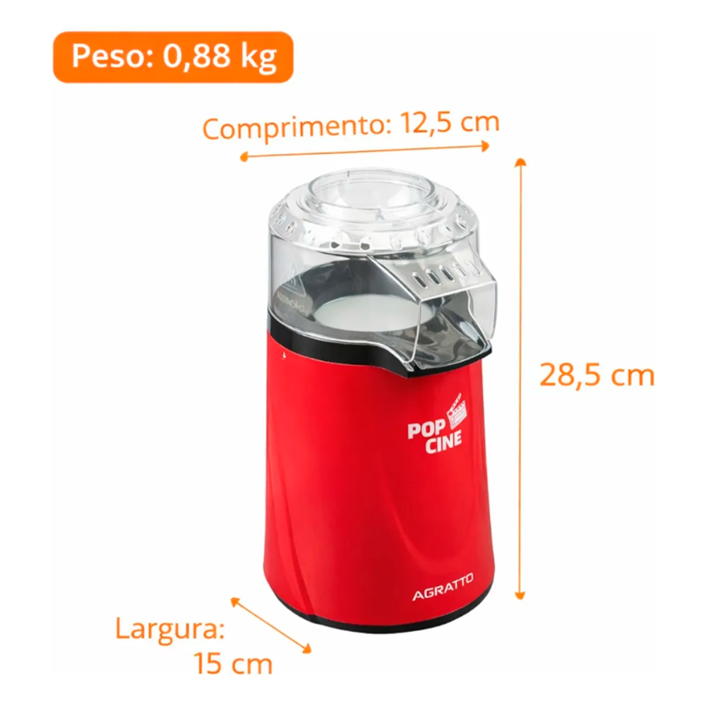 Pipoqueira Pop Cine PP02 Vermelha Agratto