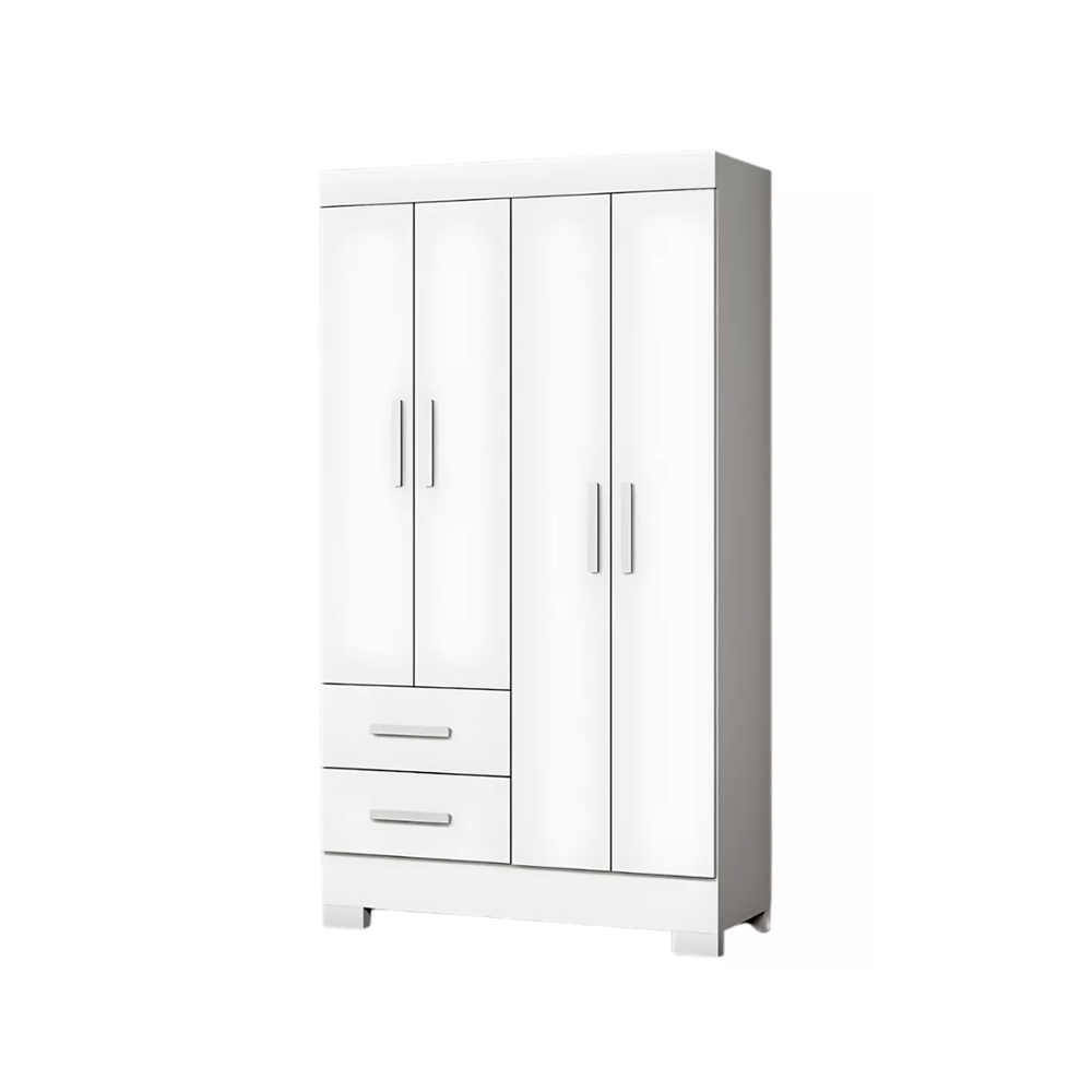 Roupeiro 4 Portas Olimpio com Pé Branco Josan