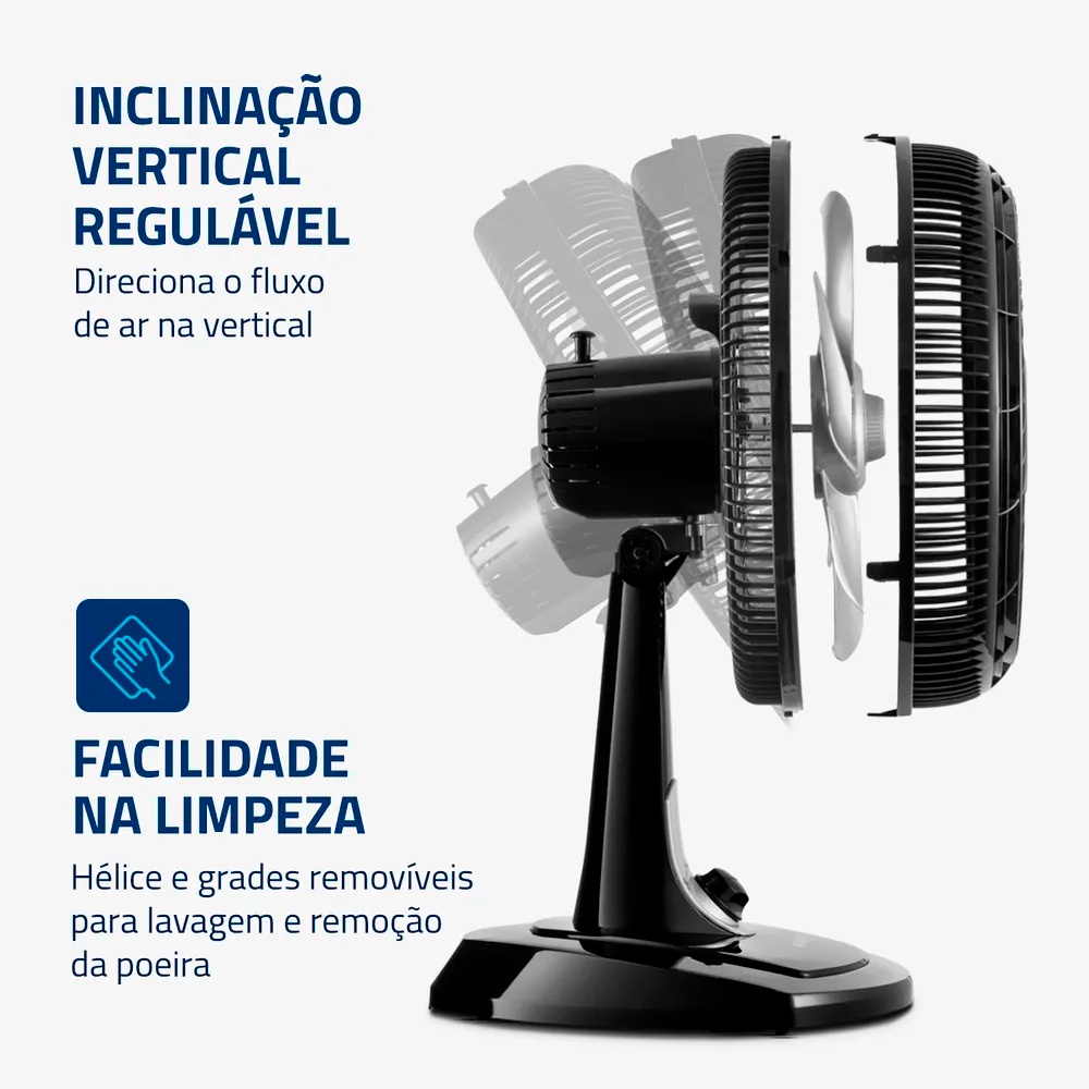 Ventilador 30CM VT-30 Turbo Preto/Prata Mondial