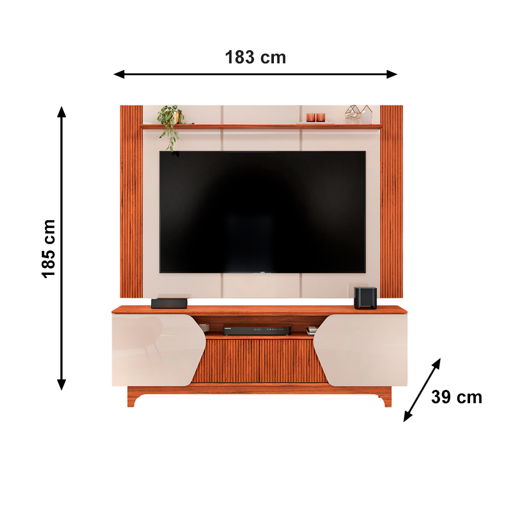 Bancada Com Painel Helo Off White/Freijo Dj Moveis