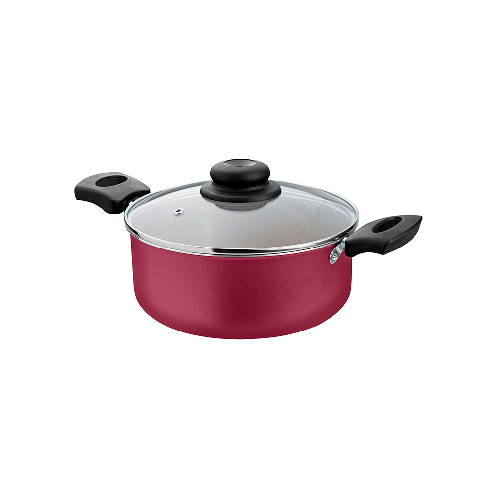 Caçarola 18/000327 com Tampa de Vidro Cereja/Creme Única Luz