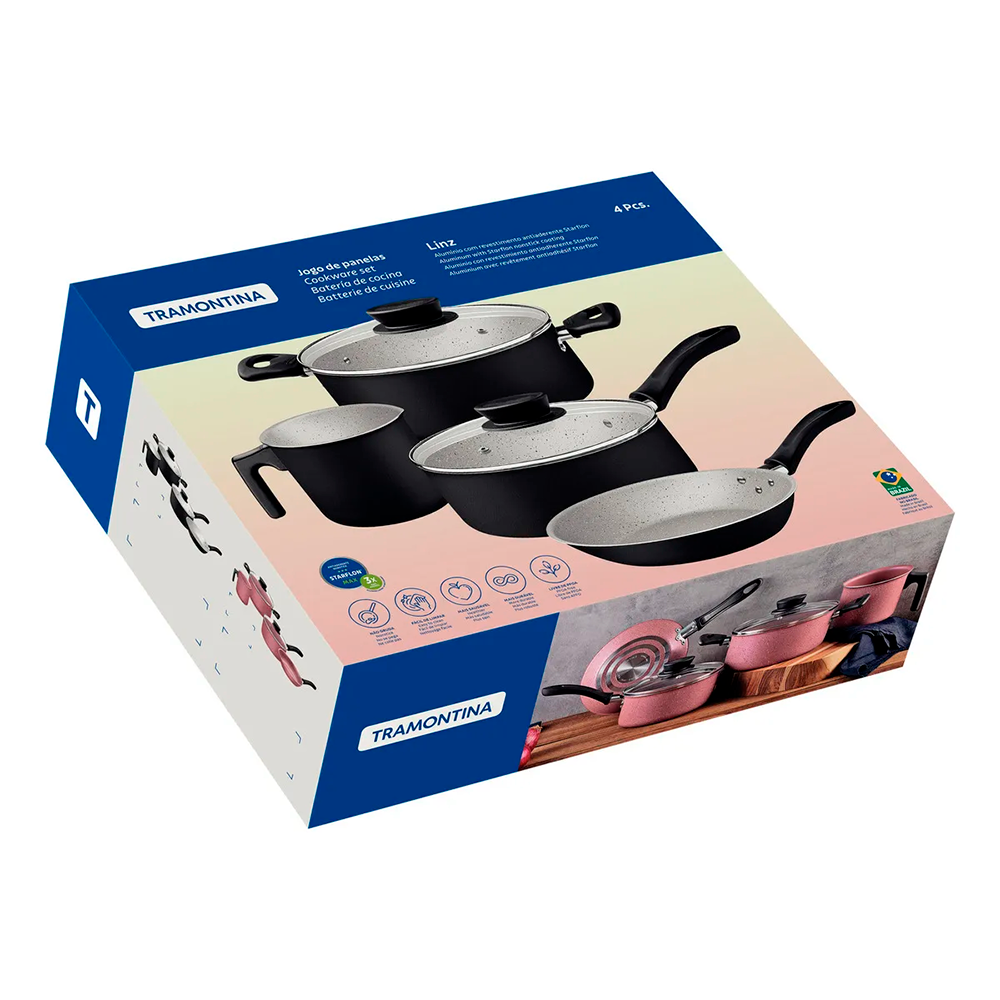 Jogo de Panelas 4 peças Linz Preto 28299004 Tramontina