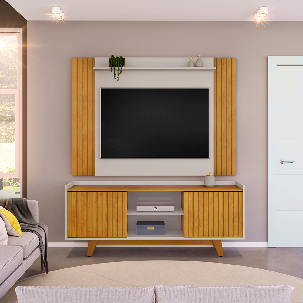 Rack Flat com Painel Trend Cedro/Bali DJ Moveis