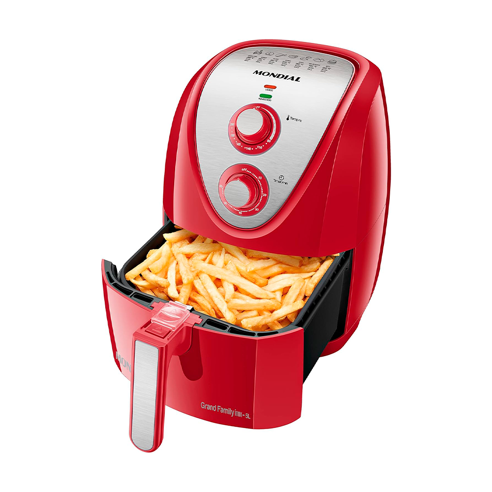 Air Fryer 5L Grand Family AFN-50RI C Time 1900w Vermelho/Inox Mondial 