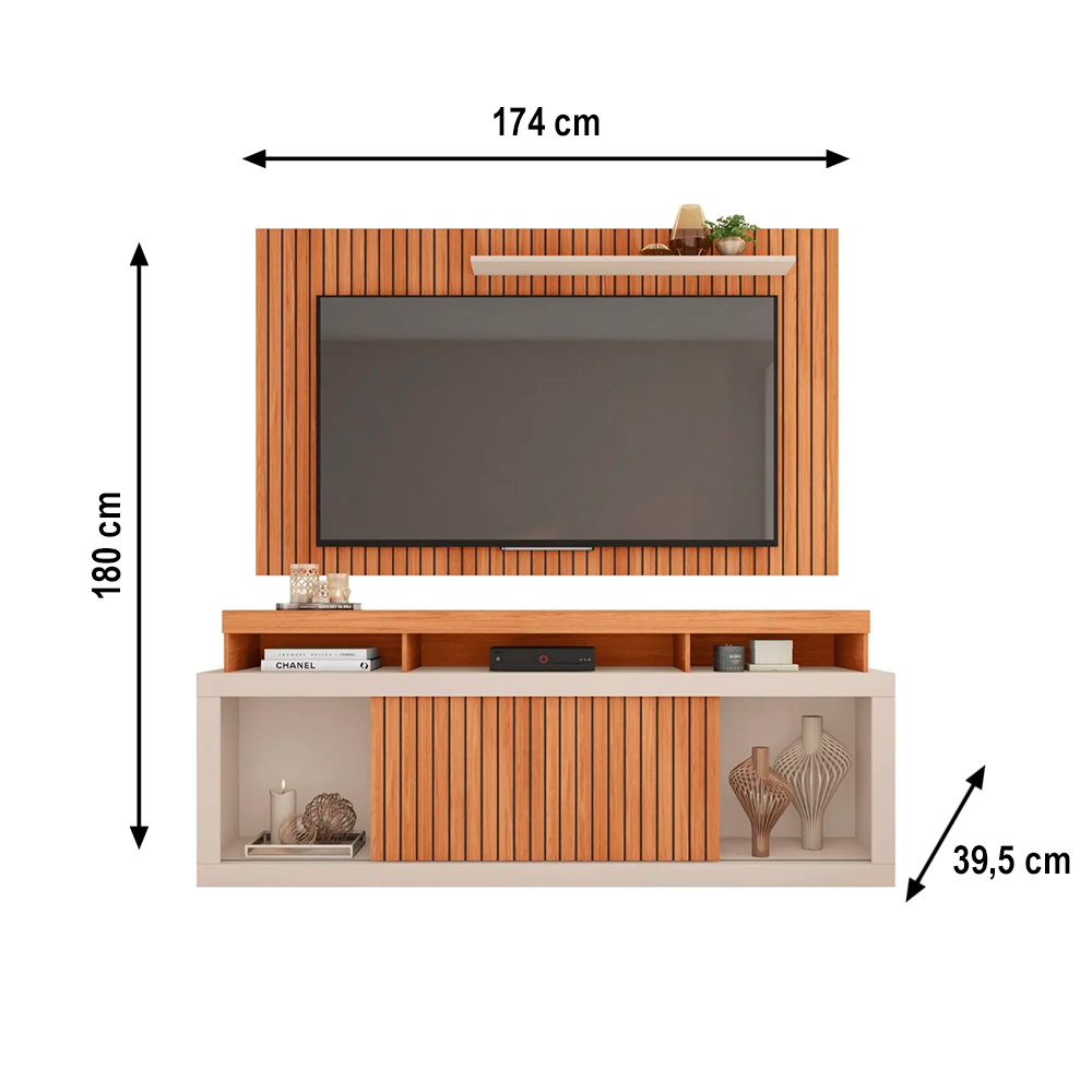 Bancada + Painel New Oscar Freijo/Off White Caemmun 