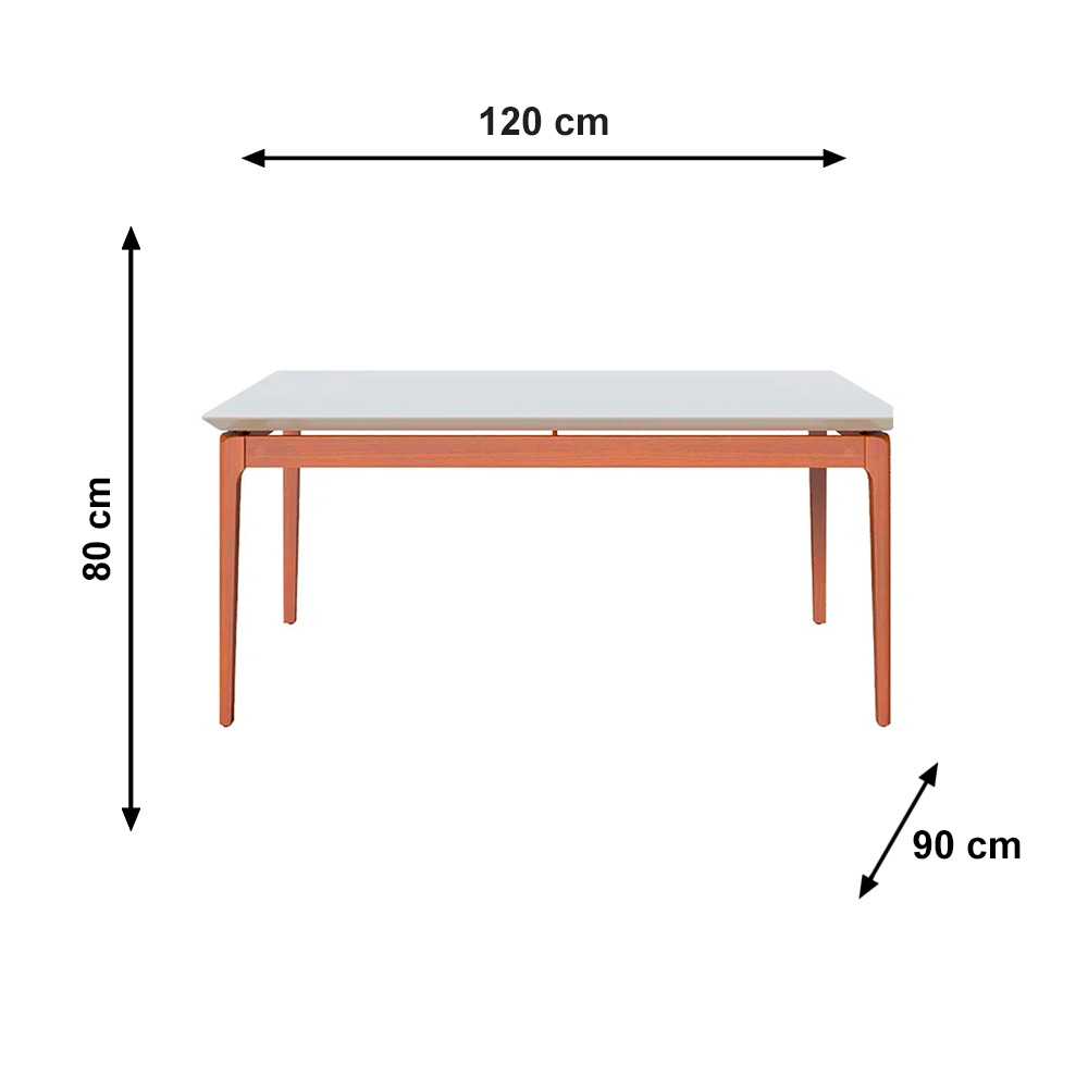 Mesa Wind 1.8 C/Vidro Retangular Off White/Nature Imcal